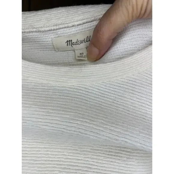 Madewell White Cotton Blend Bell-Sleeve Sweater X-small - Picture 8 of 9